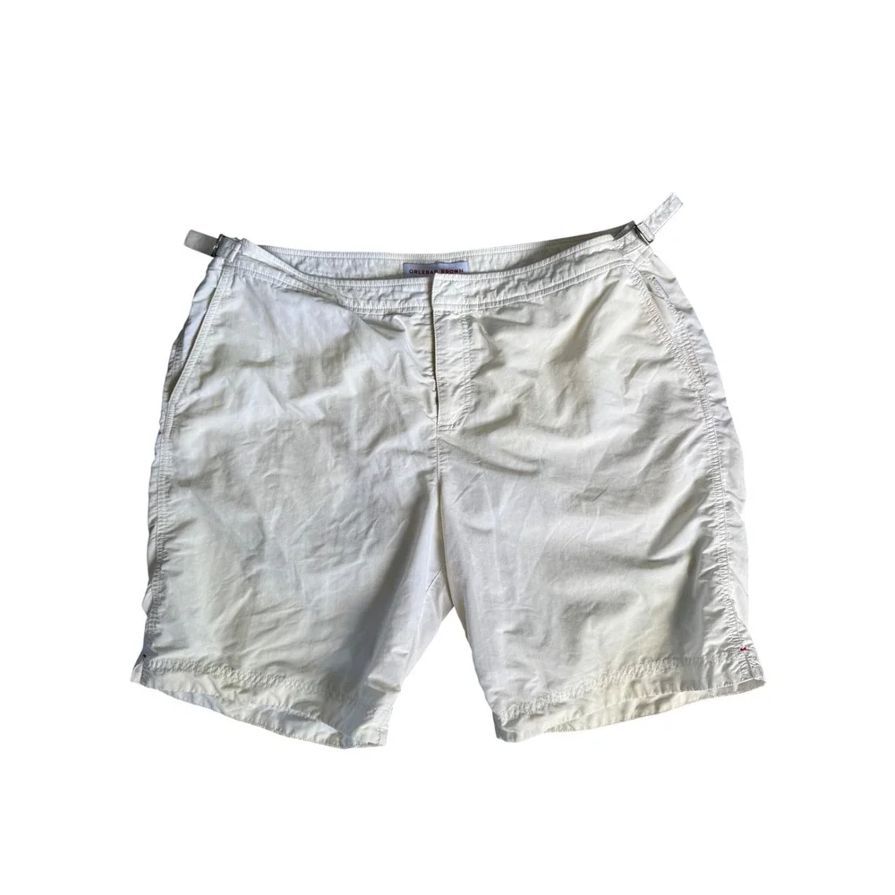 Orlebar Brown Dane II Mens Swim Shorts Off White Adjustable Side Fasteners 38
